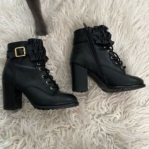 Betsey Johnson Ankle Boots with Ruffle Detail